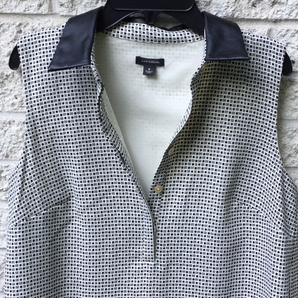Ann Taylor Faux Leather Collar Shift Dress 8 - Picture 6 of 8